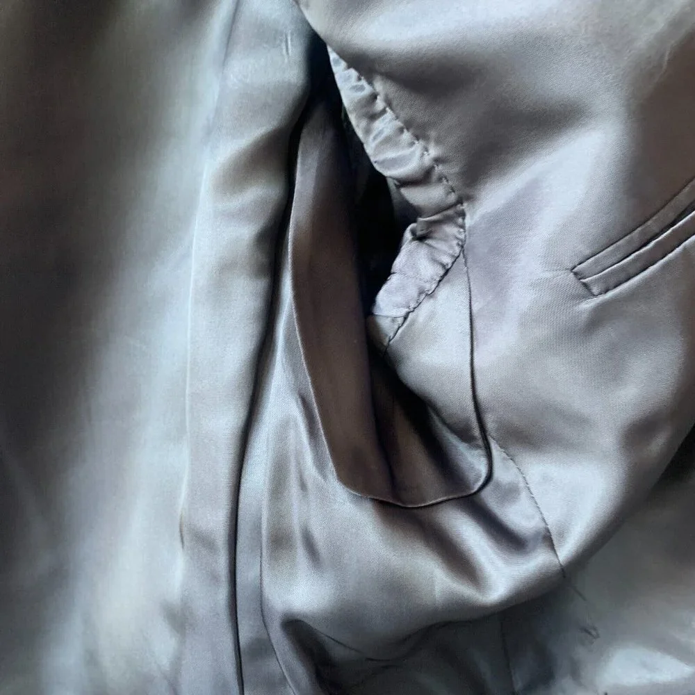 Norman Hilton Blazer Sport Coat‎ Men's 39L Wool Grey Plaid  Made in USA 2 Button